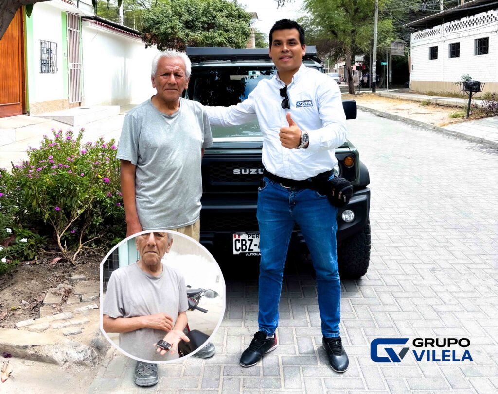 Chofer profesional de Grupo Vilela entregando una camioneta Suzuki tras un traslado seguro de Lima a provincias.